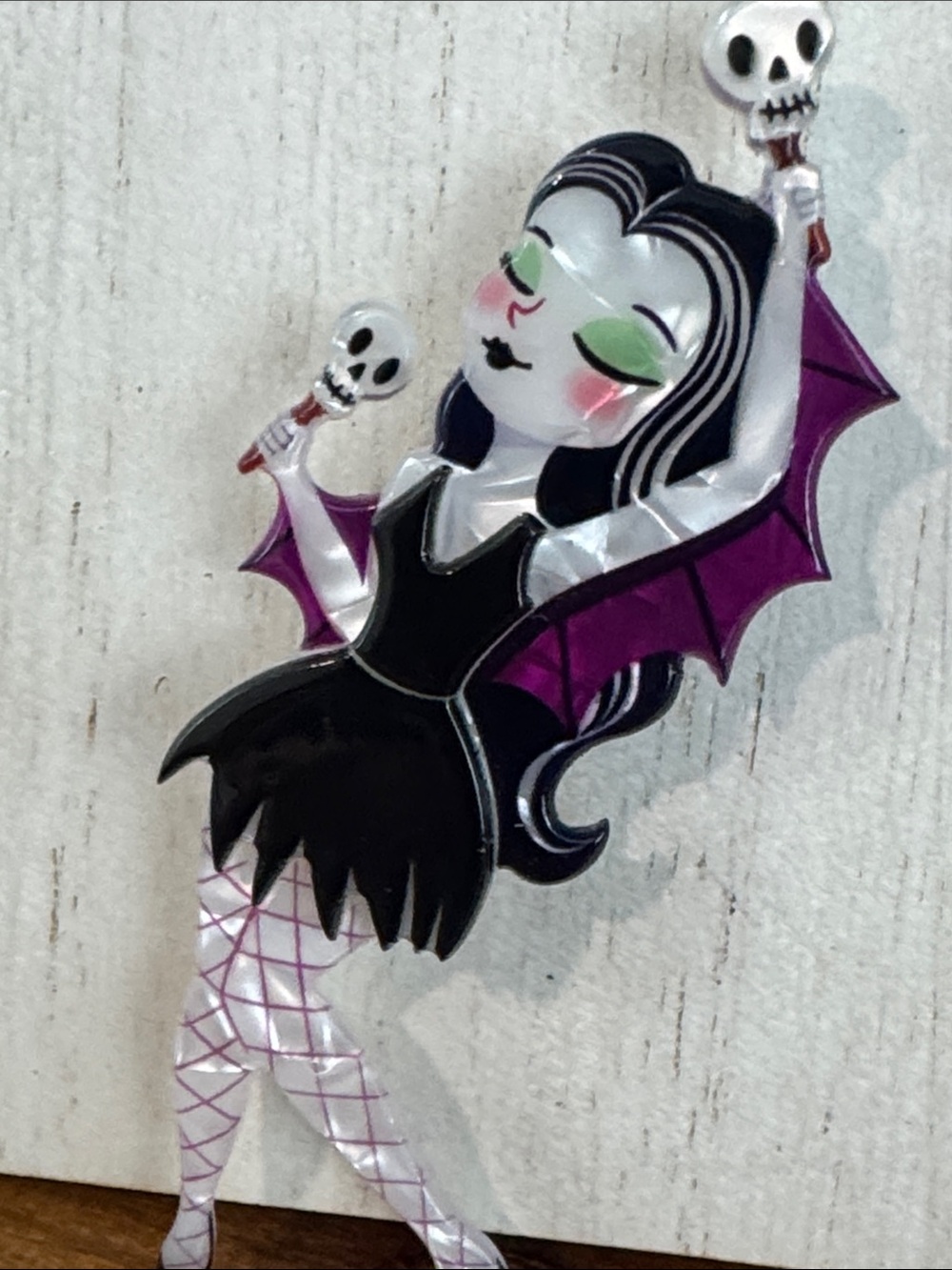 Black and Purple Vampire Boogie Acrylic Pin
